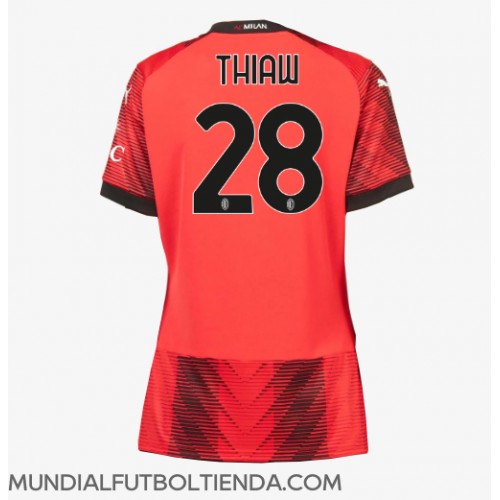 Camiseta AC Milan Malick Thiaw #28 Primera Equipación Replica 2023-24 para mujer mangas cortas